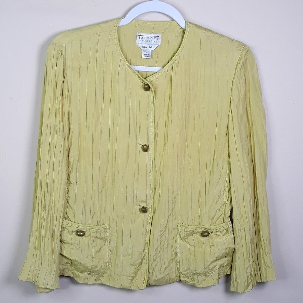 Talbots Collection Pure Silk Blazer Cropped Jacket 12 Office Closet Staple - Picture 1 of 9